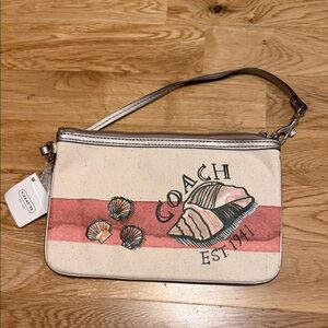Coach Seashell Design Wristlet in Beige and Pink